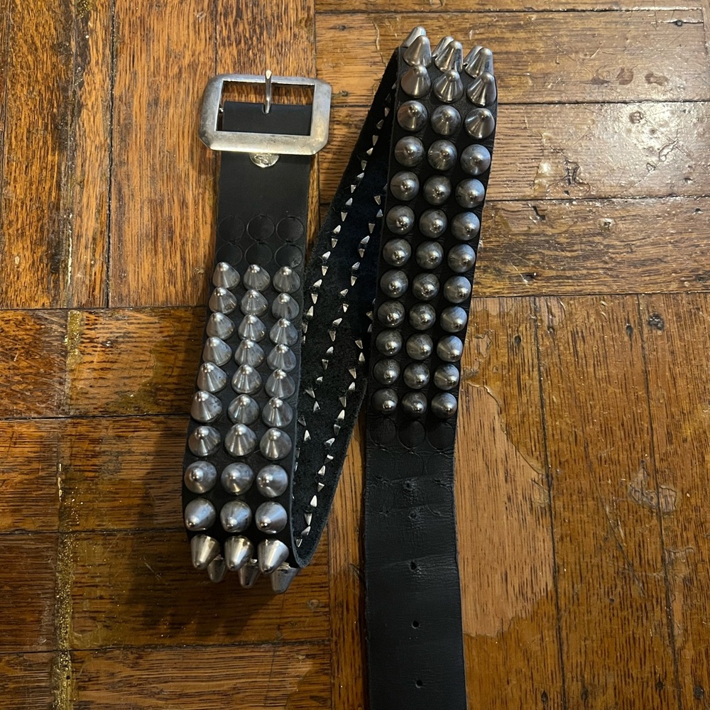 Studded Black Leather Belt